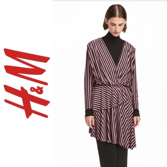 H&M pink and black stripe asymmetrical dress - Picture 4 of 4